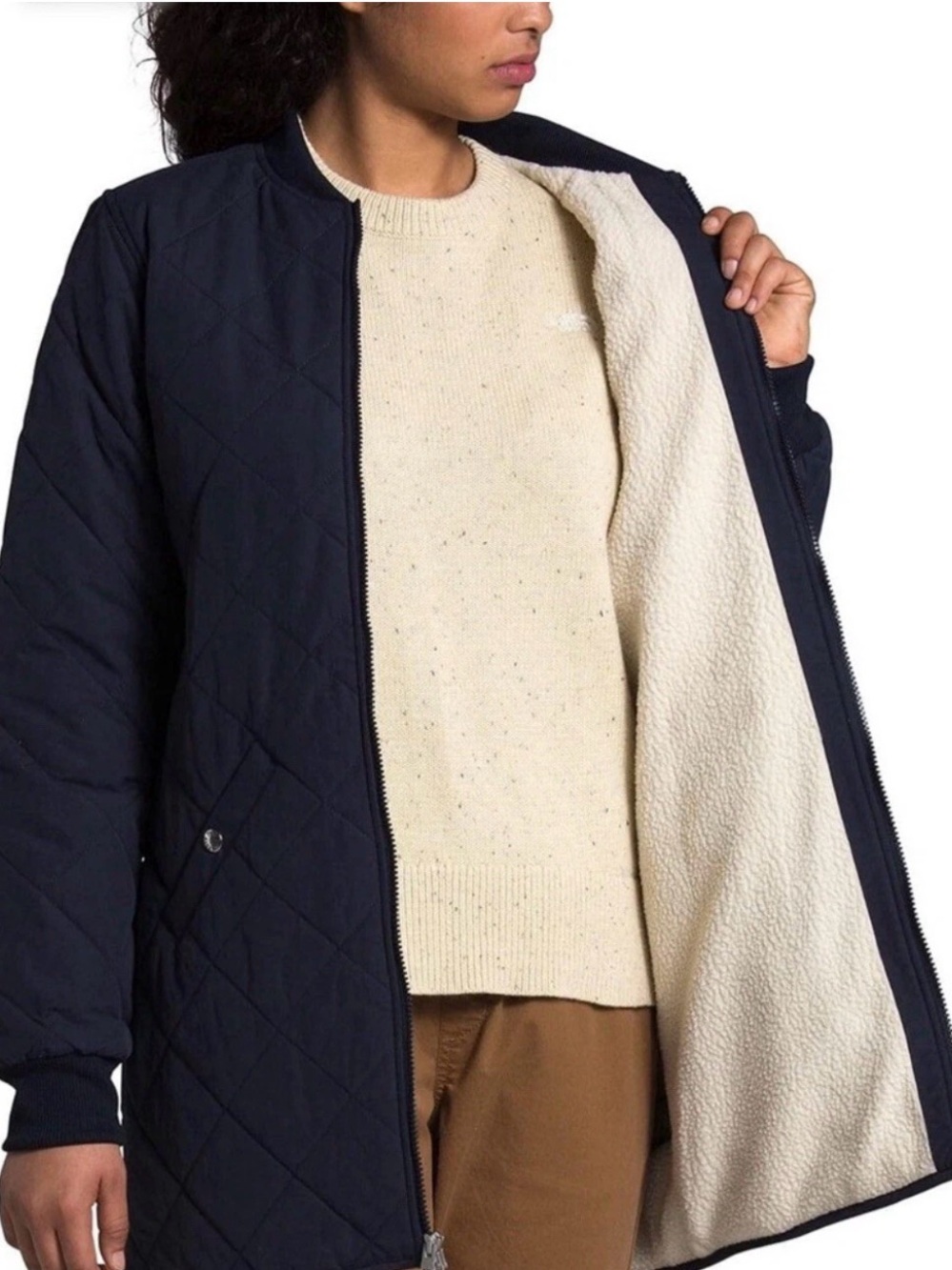The North Face Women's Cuchillo Quilted Parka Size Small Navy Blue Aviator
